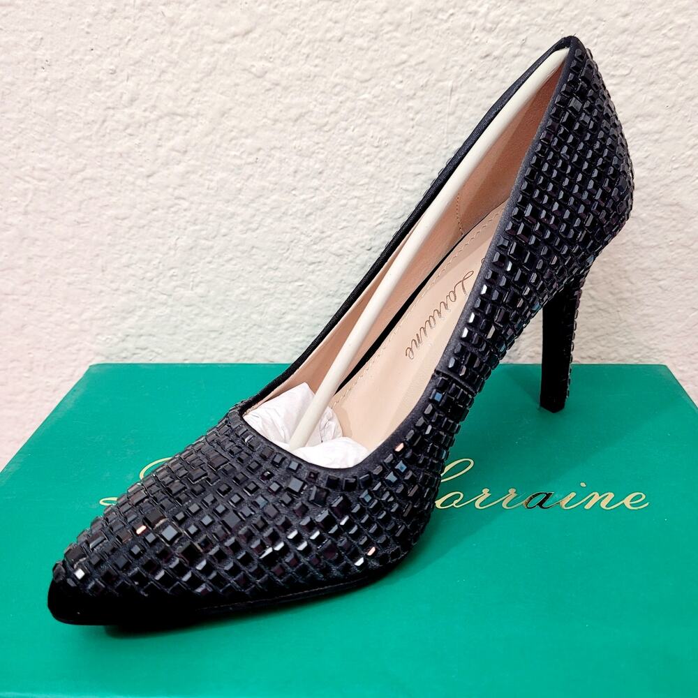 Lauren Lorraine Dazzle Black Pumps Size 7 Womens High Stiletto High Heels NIB